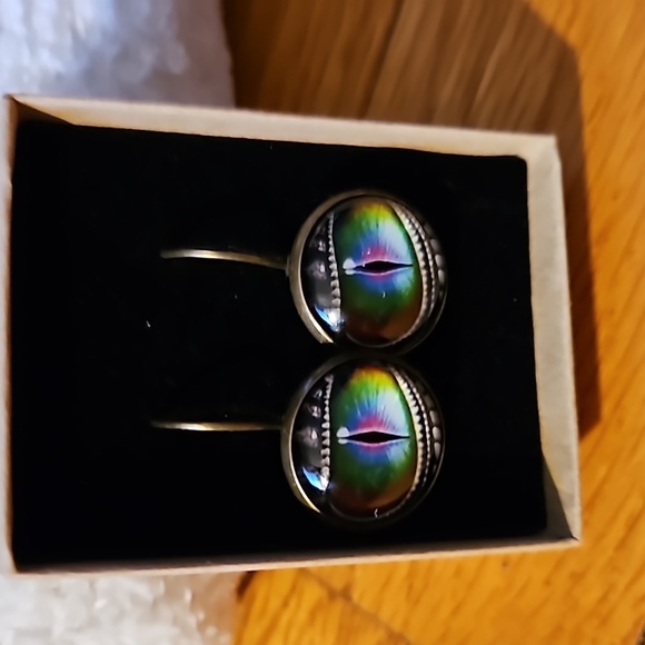 Eyes of the Abyss: Dragon Eye Earrings in Bronze or Silver - Picture 1 of 2